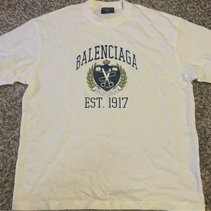Balenciaga Crest Logo Est. 1917 Logo T Shirt White